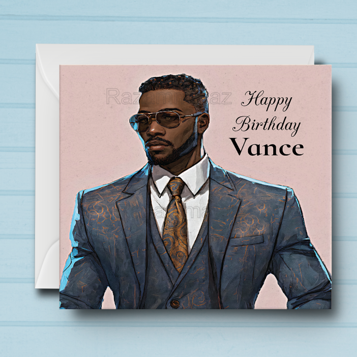 Black Man Birthday Card C2